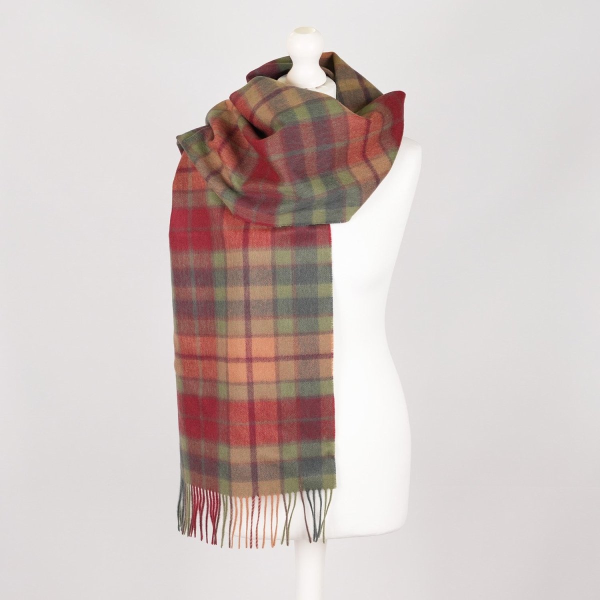 100% Lambswool Wide Scarf Soft Unisex Winter Wrap Heritage of Scotland - Buchanan Autumn - Heritage Of Scotland -