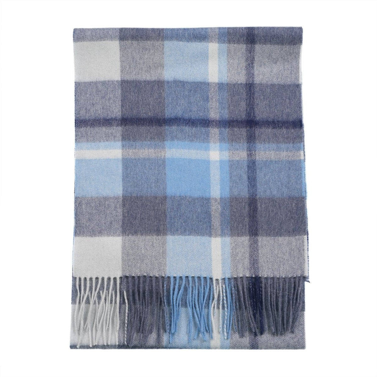 100% Lambswool Wide Scarf Soft Unisex Winter Wrap Heritage of Scotland - Coniston - Wedgewood Blue - Heritage Of Scotland -