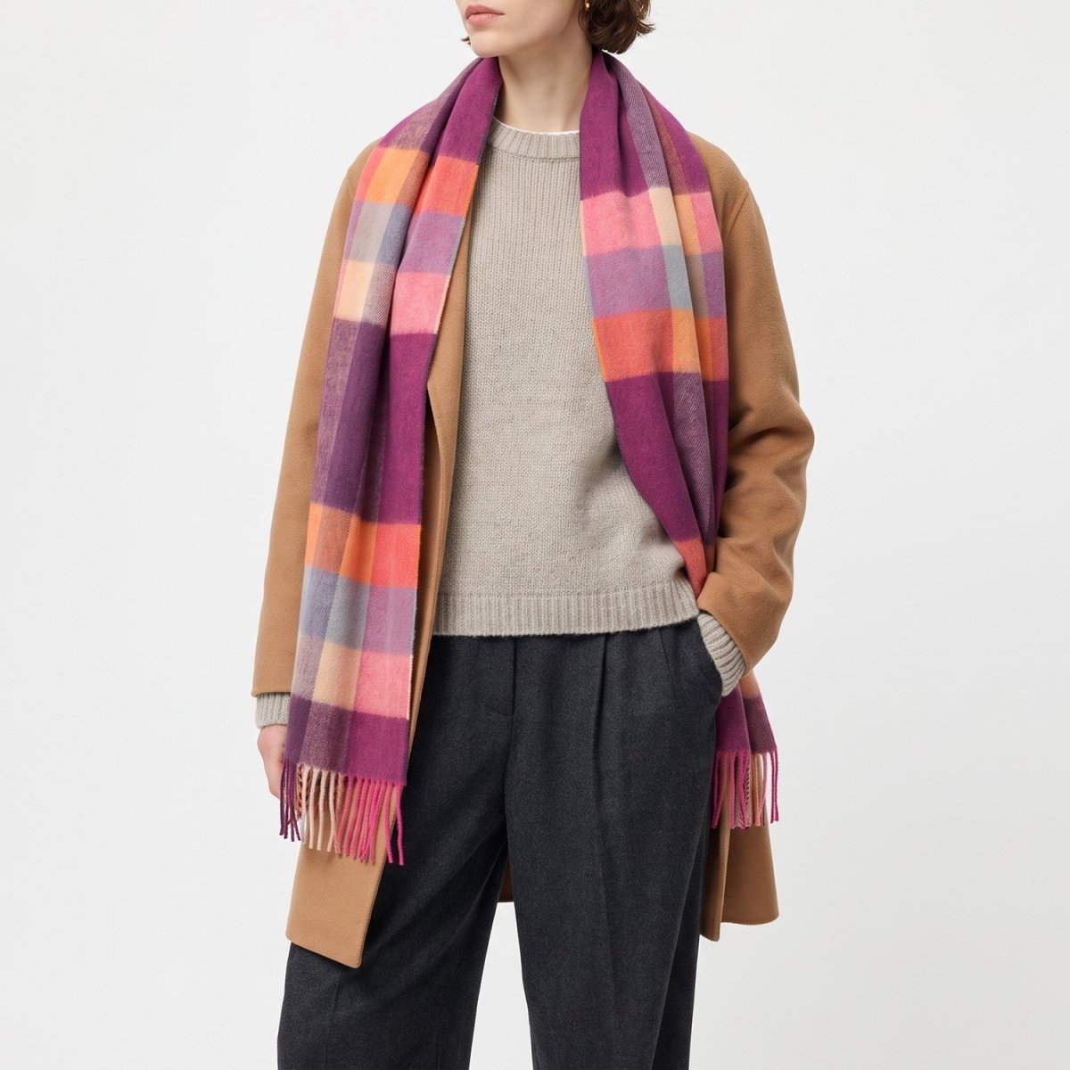 100% Lambswool Wide Scarf Soft Unisex Winter Wrap Heritage of Scotland - Galaxy Check - Heritage Of Scotland -