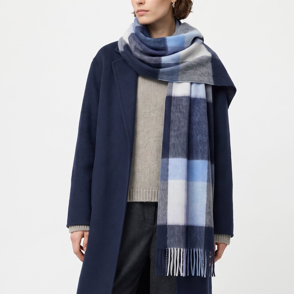 100% Lambswool Wide Scarf Soft Unisex Winter Wrap Heritage of Scotland - Galaxy Check Eclipse - Heritage Of Scotland -