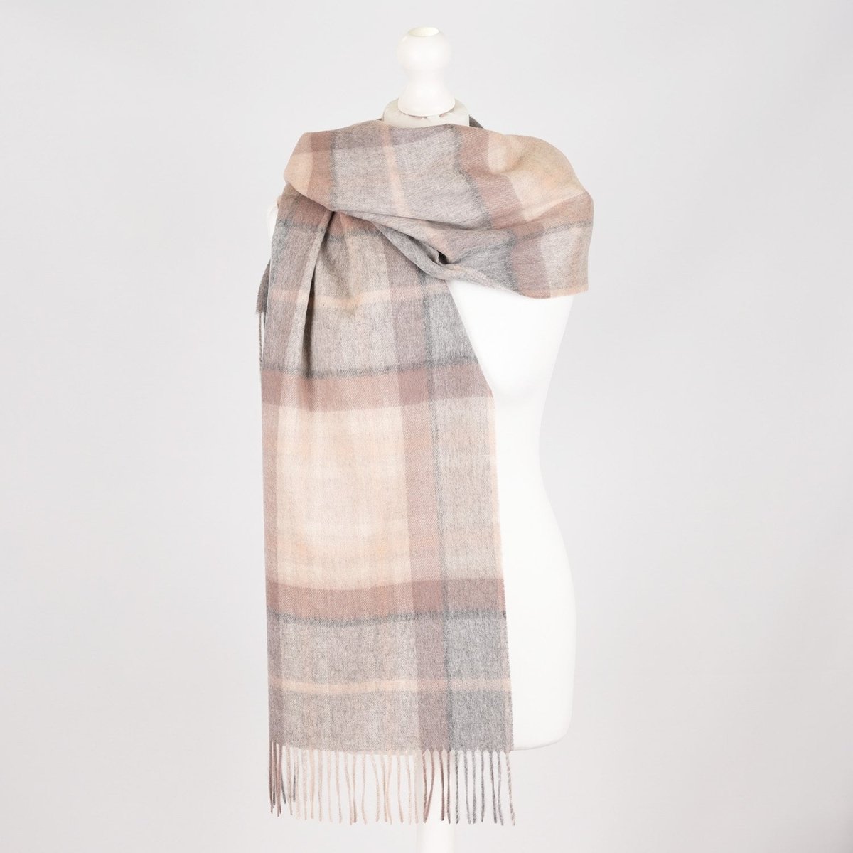 100% Lambswool Wide Scarf Soft Unisex Winter Wrap Heritage of Scotland - Mackellar Natural - Heritage Of Scotland -