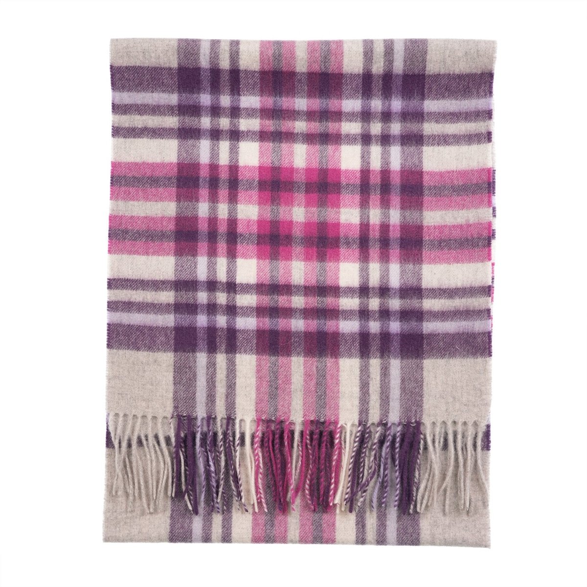 100% Lambswool Wide Scarf Soft Unisex Winter Wrap Heritage of Scotland - Stewart Purple - Heritage Of Scotland -