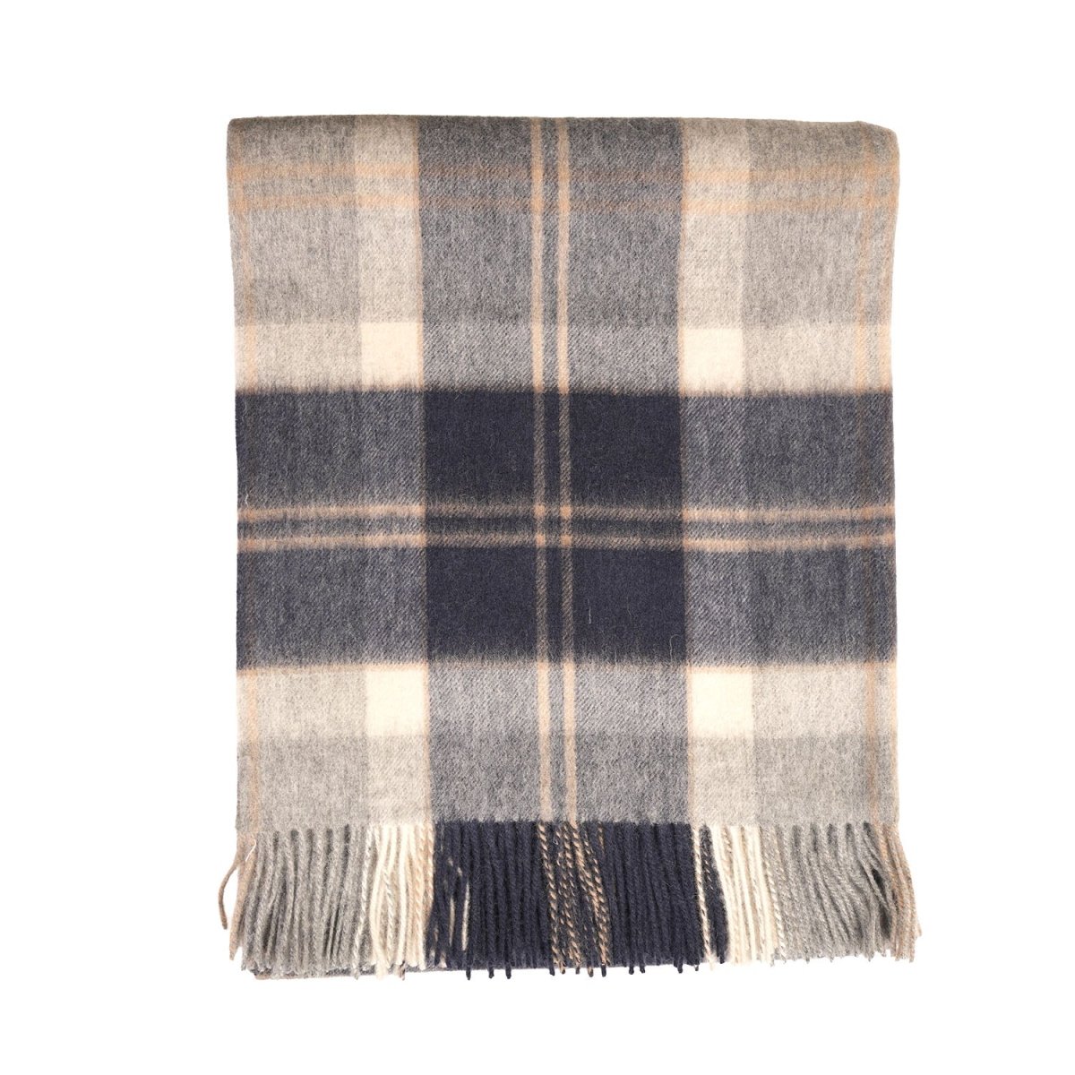 100% Pure Lambswool Blanket Throw – Luxury Soft Warm Wool Blanket - Home Décor - BANNOCKBANE SILVER - Heritage Of Scotland -