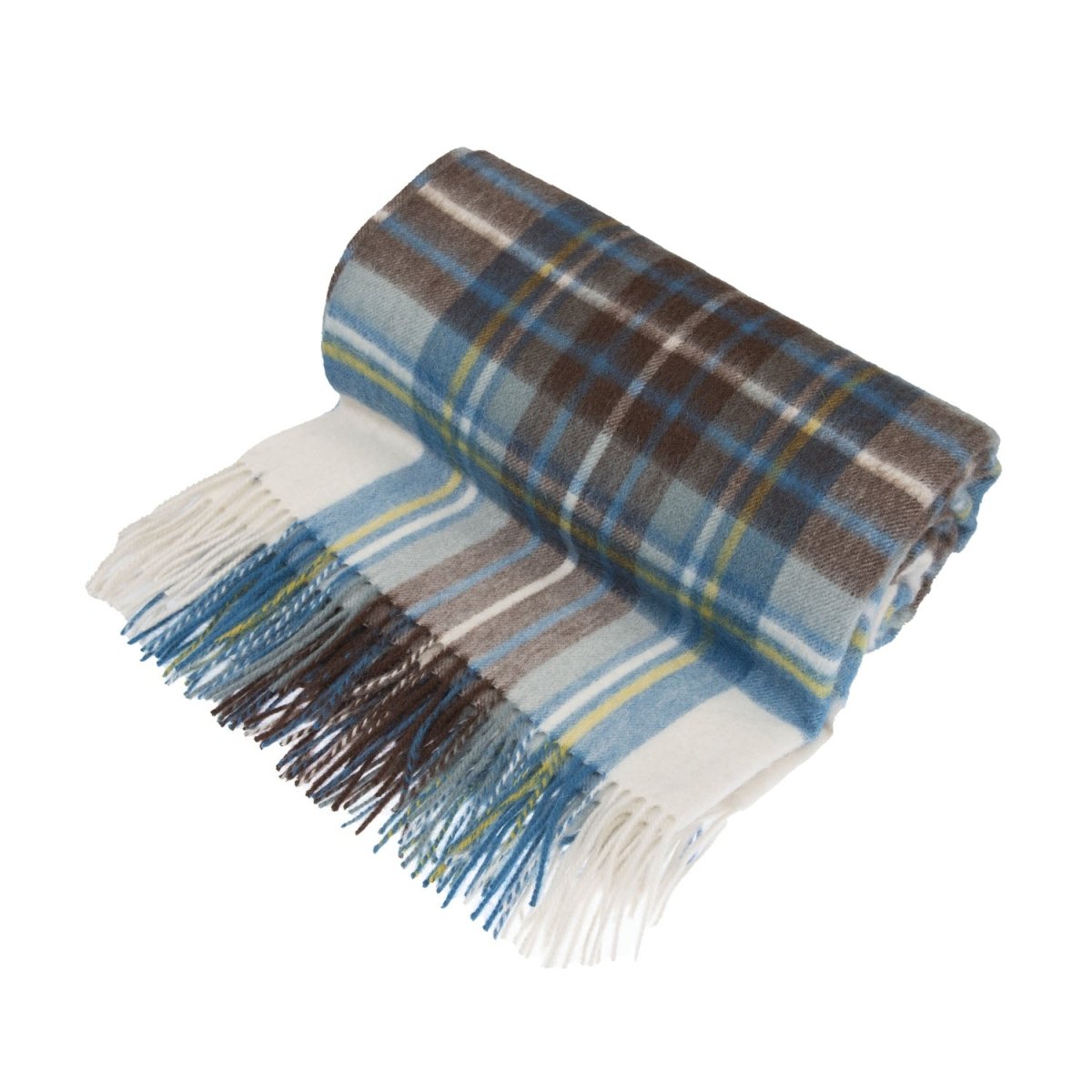 100% Pure Lambswool Blanket Throw – Luxury Soft Warm Wool Blanket - Home Décor - STEWART MUTED BLUE - Heritage Of Scotland -