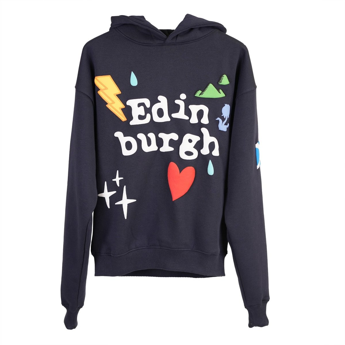 Adults Edinburgh 3D Puff Print Hoodie – Navy Scotland Hooded Sweatshirt - Heritage Of Scotland - NAVY