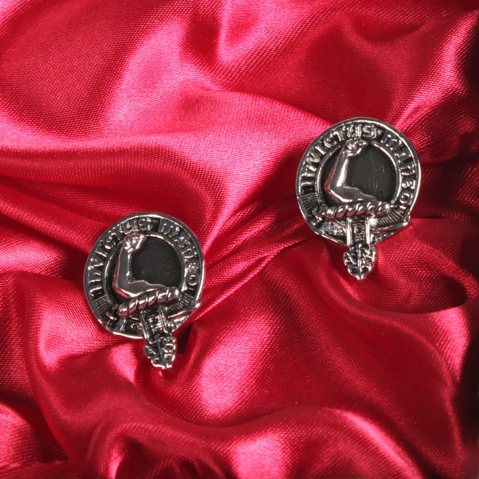 Armstrong Clan Badge, Kilt Pin, Lapel Pin, Cufflinks, Keyring/Key Fob & Gift Set — Fine Pewter by Art Pewter — Made in Scotland (Shiny Finish) - Heritage Of Scotland - Cufflinks