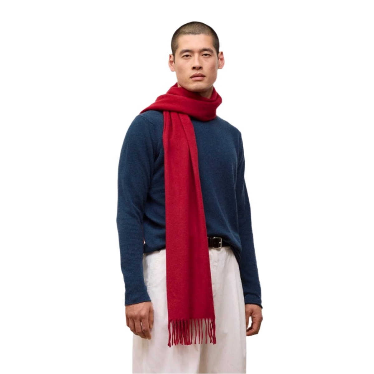 Balmoral 100% Cashmere Woven Scarf Tartan and Checks - Made in Scotland - PLAIN RED - Heritage Of Scotland -