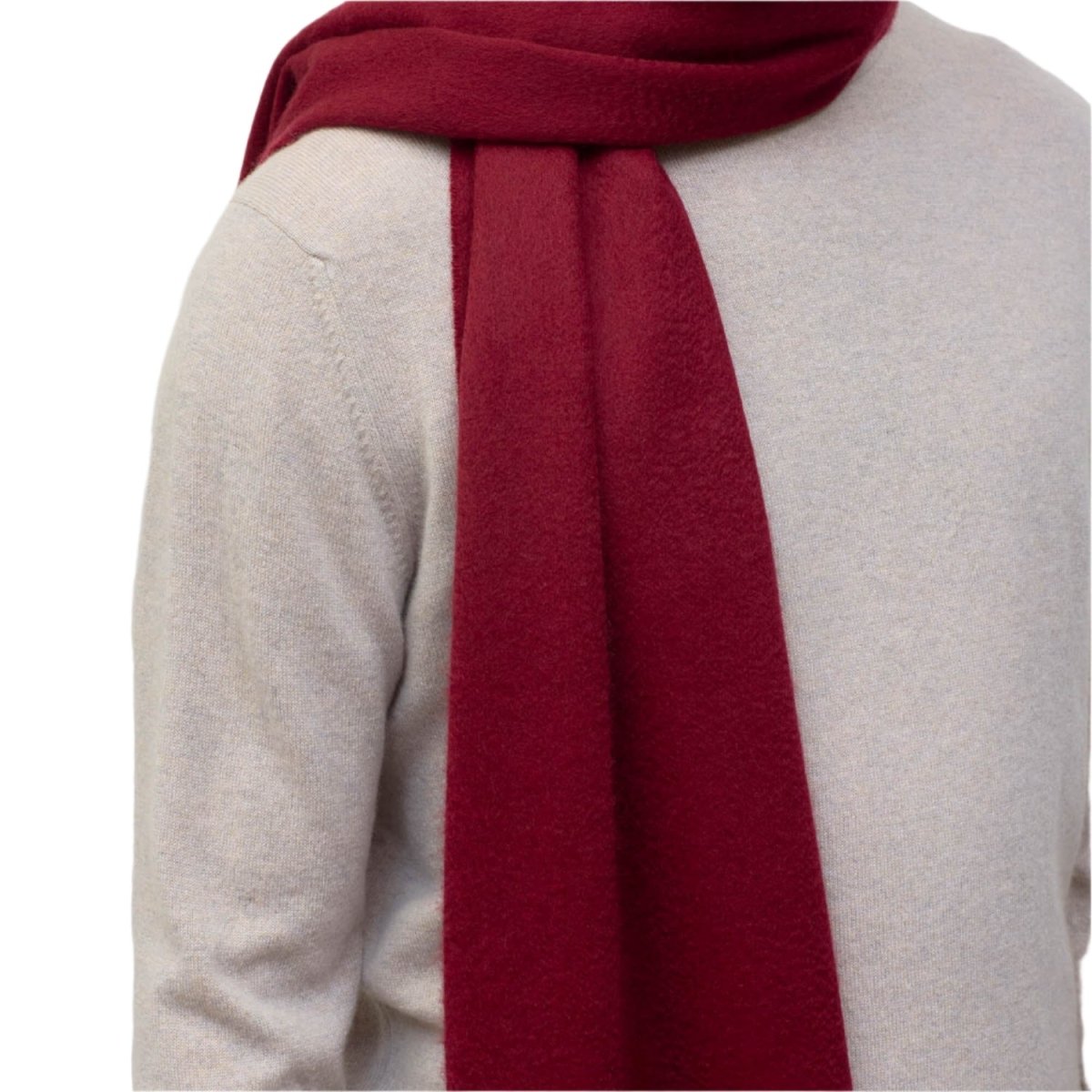 Balmoral 100% Cashmere Woven Scarf Tartan and Checks - Made in Scotland - PLAIN RED - Heritage Of Scotland -