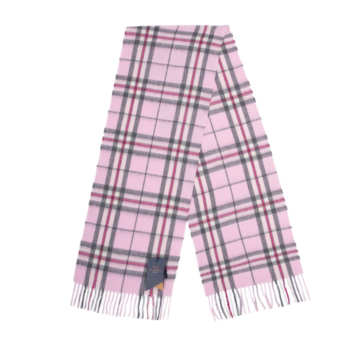 Balmoral 100% Cashmere Woven Scarf Tartan and Checks - Made in Scotland - THOMSON PINK - Heritage Of Scotland -