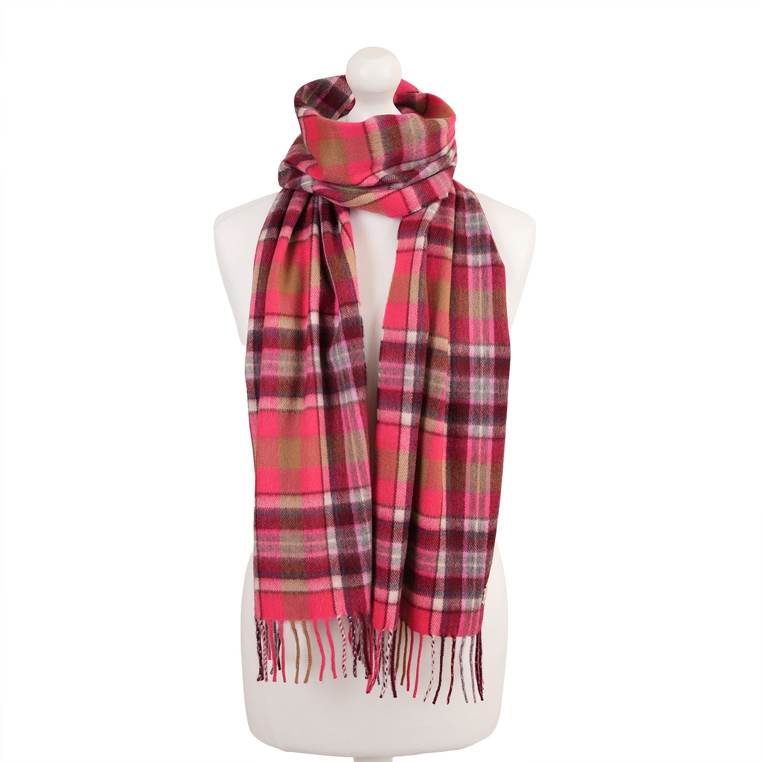 Balmoral 100% Cashmere Woven Scarf Tartans and Checks - Made in Scotland - Heritage Of Scotland - REGULAR BRUCE PINK