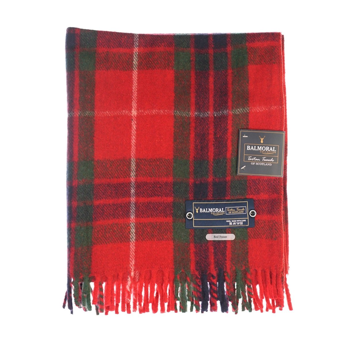 Balmoral Woollen Knee Blanket with Fringed Edges - Fraser Red - Heritage Of Scotland -