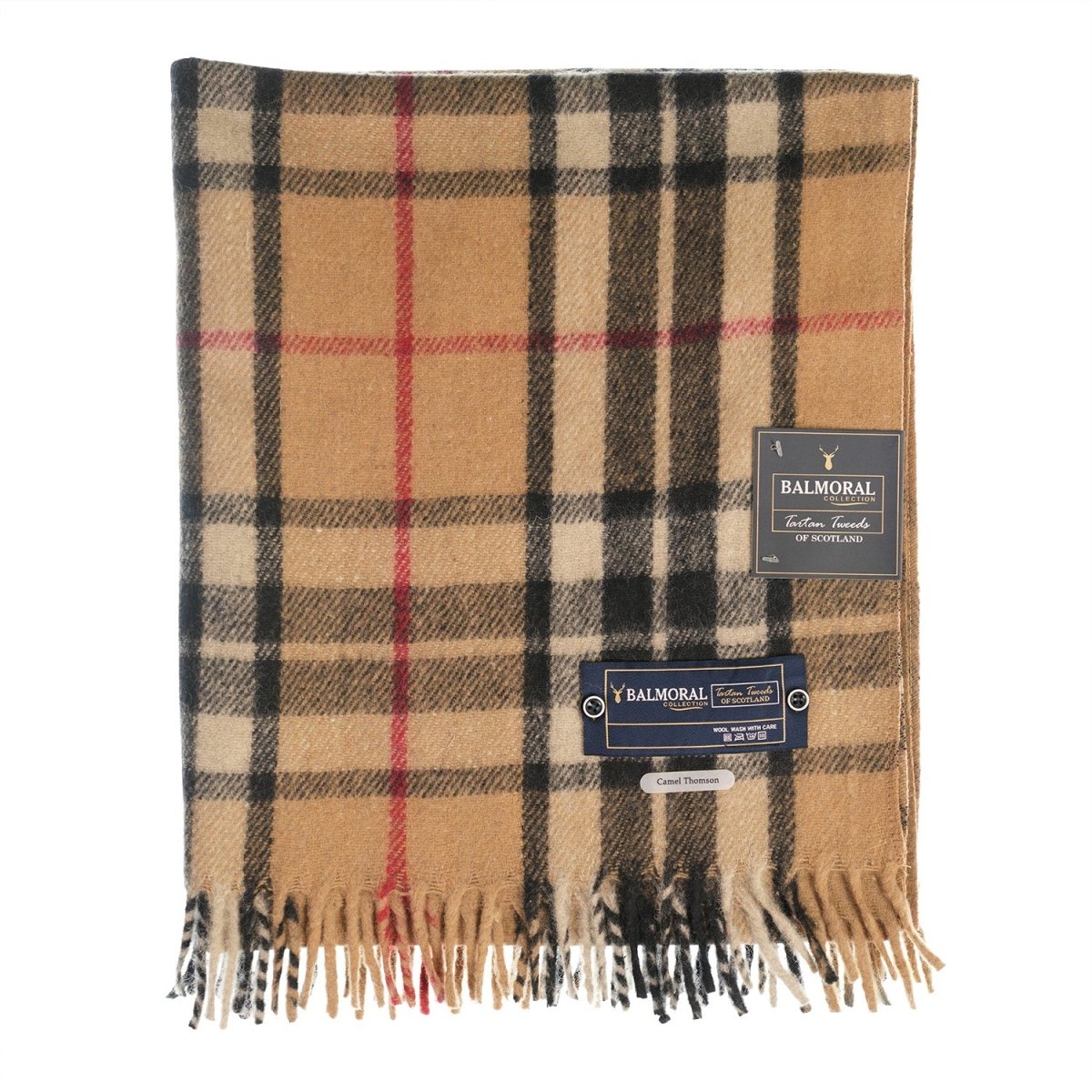 Balmoral Woollen Knee Blanket with Fringed Edges - Thomson Camel - Heritage Of Scotland -
