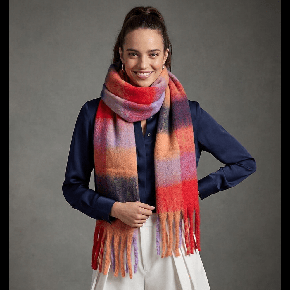 Blanket Scarf Pink/Grey Check - Heritage Of Scotland -
