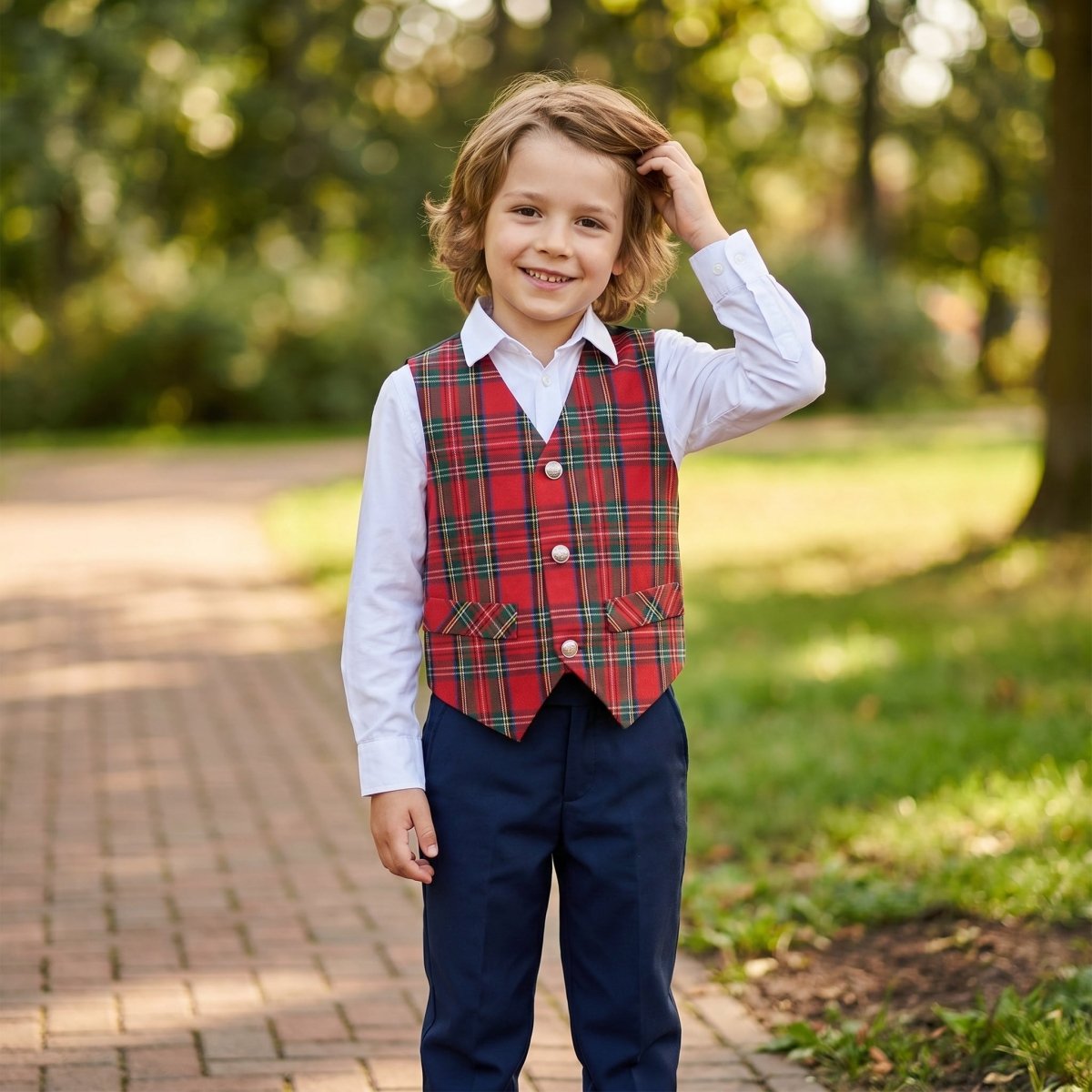 Children’s Tartan Waistcoat Royal Stewart - Heritage Of Scotland - 1yr