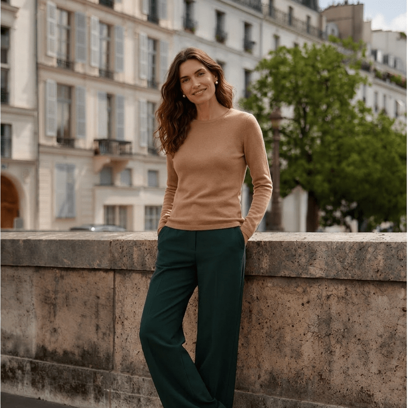 Dunedin Cashmere Women’s 100% Cashmere C-Neck Jumper – Camel - Heritage Of Scotland - XS