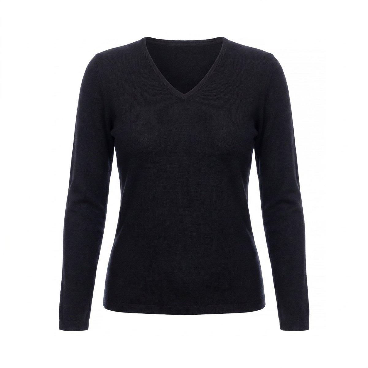 Dunedin Cashmere Women’s 100% Cashmere V - Neck Jumper – Black - Heritage Of Scotland - XS