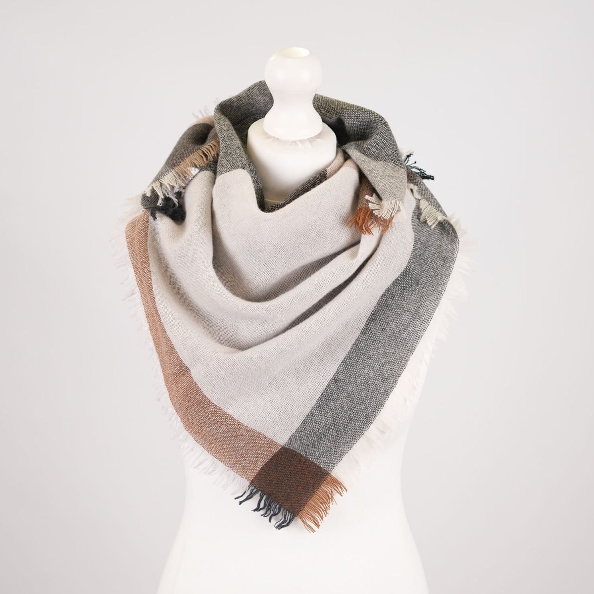 Earthy Block 100% Cashmere Square Scarf - MONOCHROME - Heritage Of Scotland -