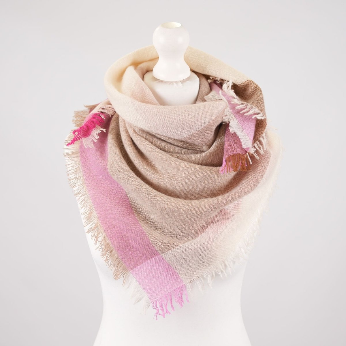 Earthy Block 100% Cashmere Square Scarf - PINK - Heritage Of Scotland -