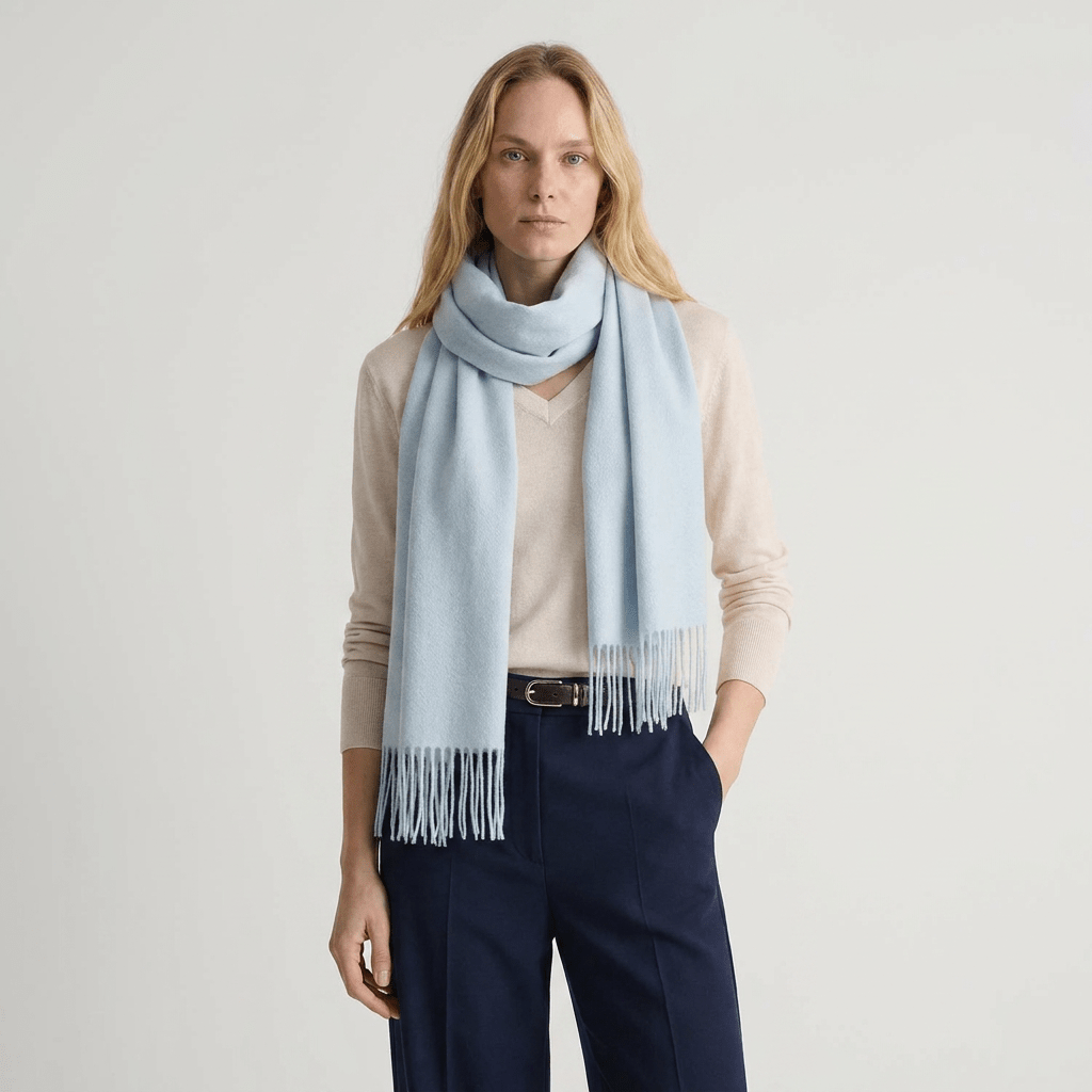 Edinburgh 100% Cashmere Scarf - Soft Warm Luxury Scarf - Baby Blue - Heritage Of Scotland -