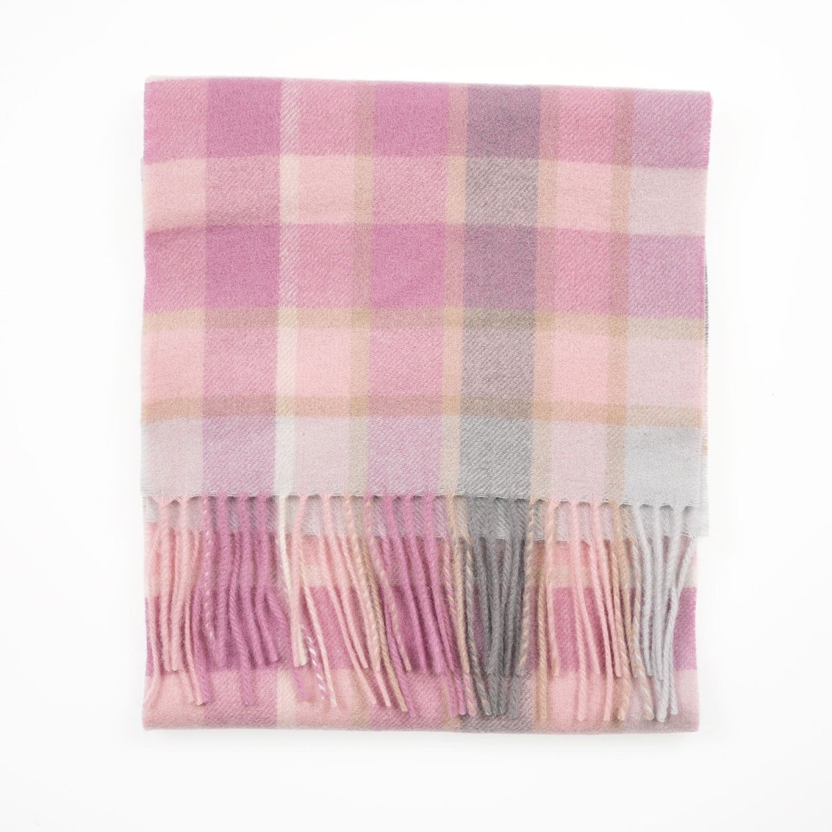 Edinburgh 100% Lambswool Scarf – Premium Soft Wool Wrap - Artillery Check Light Pink - Heritage Of Scotland -