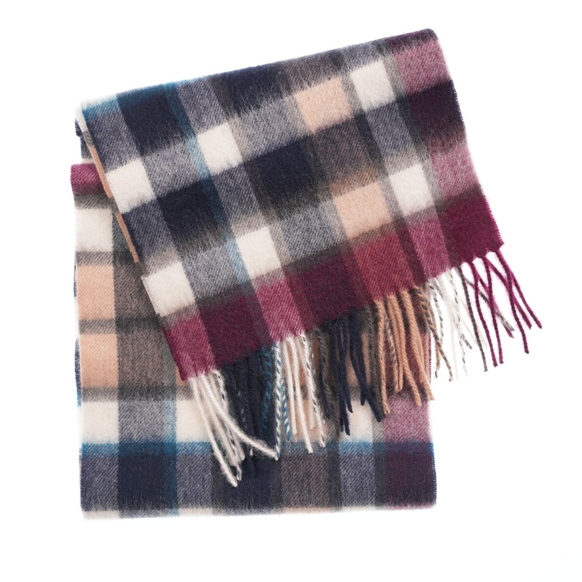 Edinburgh 100% Lambswool Scarf – Premium Soft Wool Wrap - Artillery Check Navy and Camo - Heritage Of Scotland -