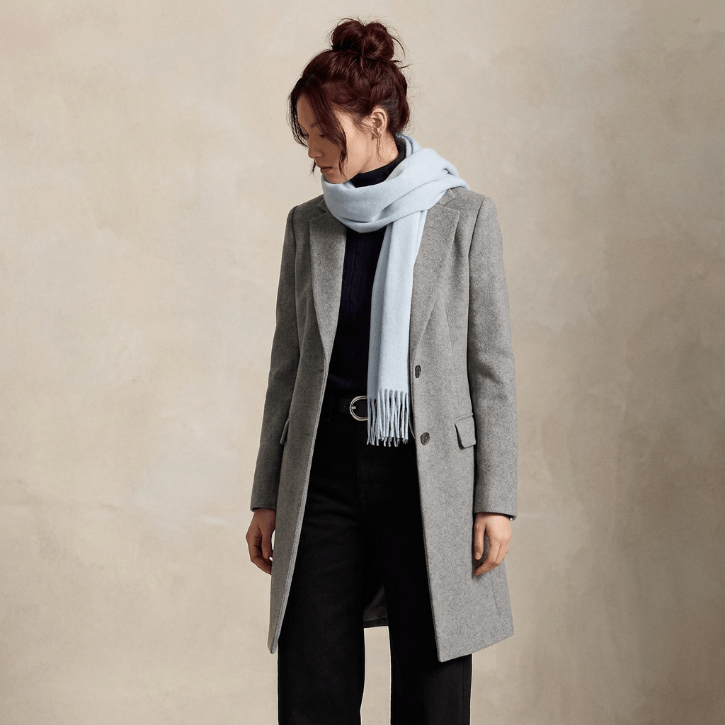 Edinburgh 100% Lambswool Scarf – Premium Soft Wool Wrap - Baby Blue - Heritage Of Scotland -