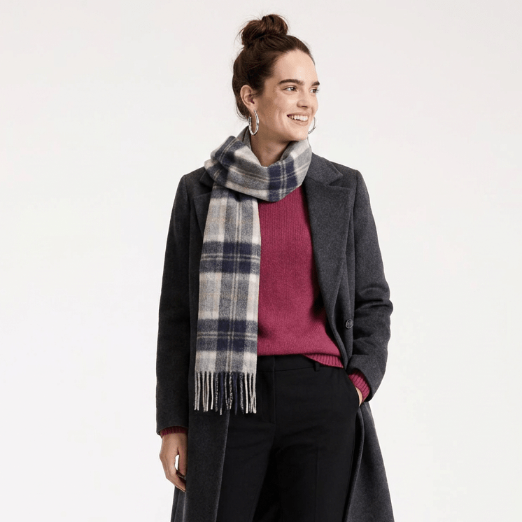 Edinburgh 100% Lambswool Scarf – Premium Soft Wool Wrap - Bannockbane Silver - Heritage Of Scotland -