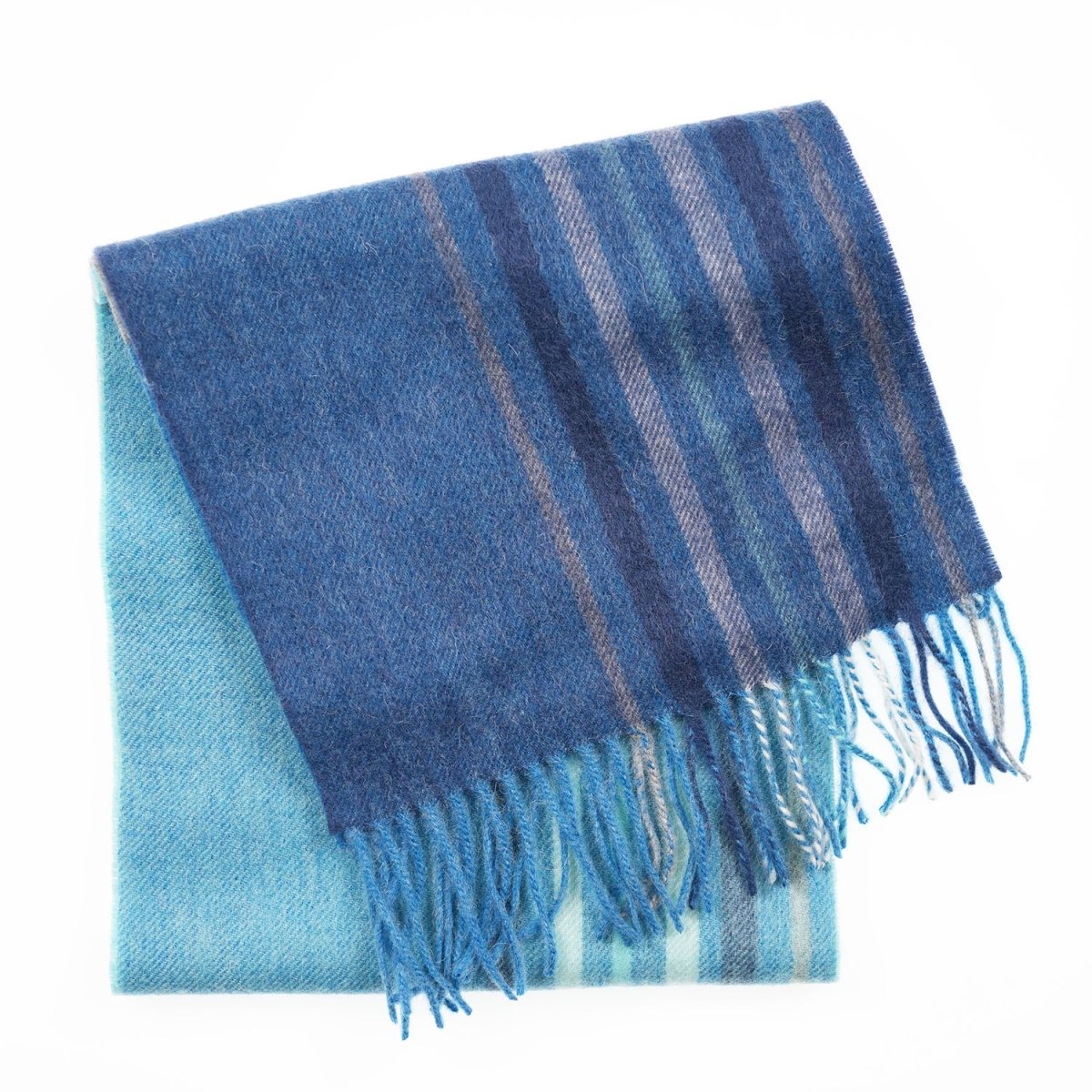 Edinburgh 100% Lambswool Scarf – Premium Soft Wool Wrap - Barcode Check - Aqua Blue - Heritage Of Scotland -