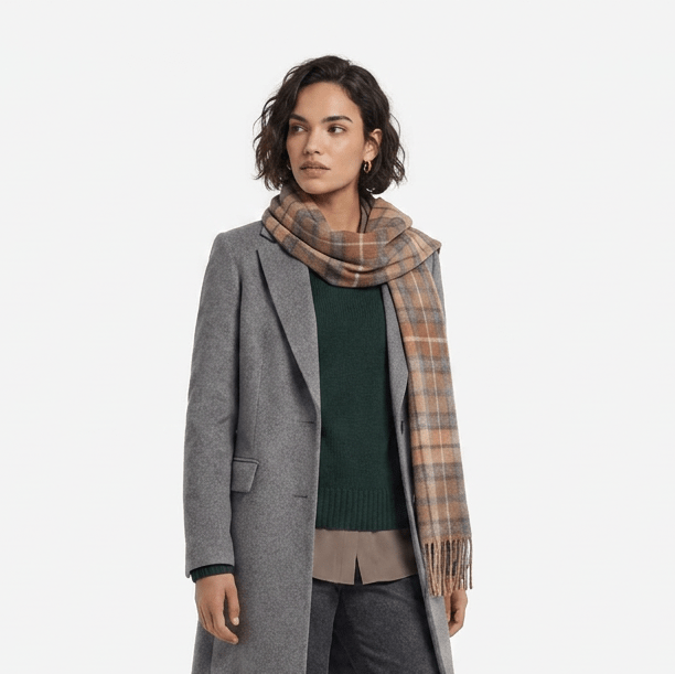 Edinburgh 100% Lambswool Scarf – Premium Soft Wool Wrap - Buchanan Natural - Heritage Of Scotland -