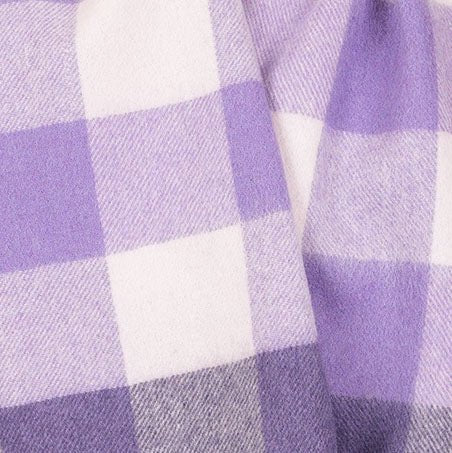 Edinburgh 100% Lambswool Scarf – Premium Soft Wool Wrap - Bursted Check Lavender - Heritage Of Scotland -