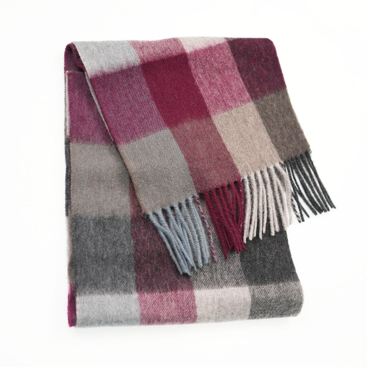 Edinburgh 100% Lambswool Scarf – Premium Soft Wool Wrap - Checkers - Burgundy - Heritage Of Scotland -