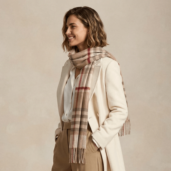 Edinburgh 100% Lambswool Scarf – Premium Soft Wool Wrap - Chequer Shrimp - Heritage Of Scotland -