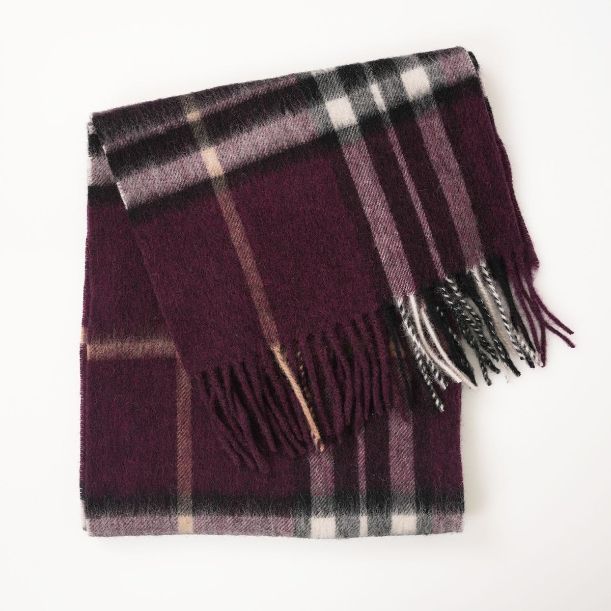 Edinburgh 100% Lambswool Scarf – Premium Soft Wool Wrap - Enlarged Off Centred Scotty Thom Cabernet - Heritage Of Scotland -
