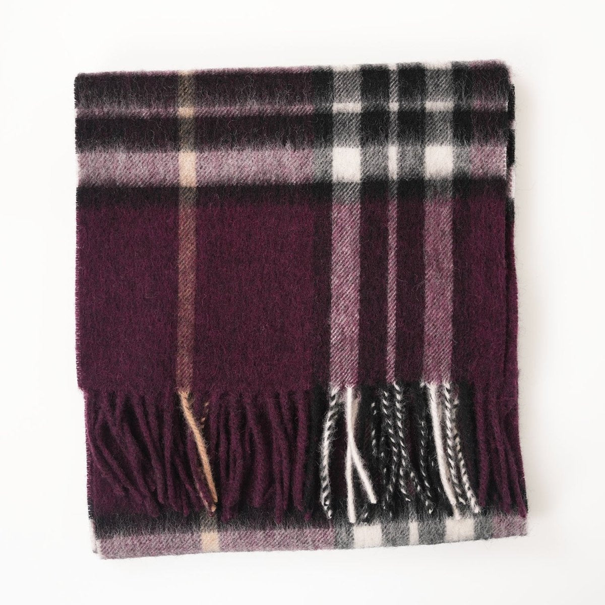 Edinburgh 100% Lambswool Scarf – Premium Soft Wool Wrap - Enlarged Off Centred Scotty Thom Cabernet - Heritage Of Scotland -