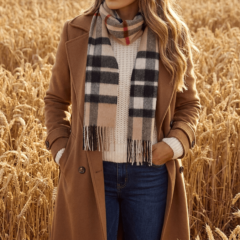 Edinburgh 100% Lambswool Scarf – Premium Soft Wool Wrap - Exploded Scotty Thomson Camel - Heritage Of Scotland -