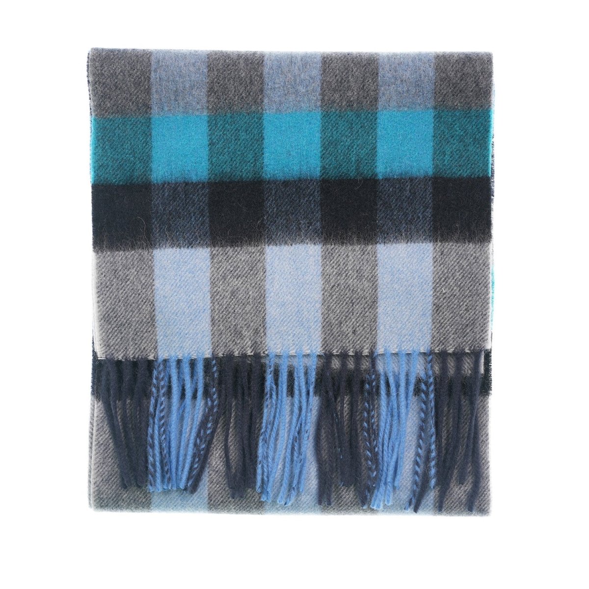 Edinburgh 100% Lambswool Scarf – Premium Soft Wool Wrap - Giant Chequer Navy/Blue - Heritage Of Scotland -
