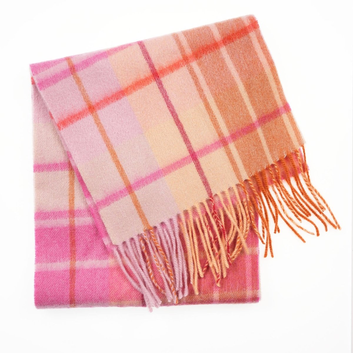 Edinburgh 100% Lambswool Scarf – Premium Soft Wool Wrap - Mill Check Ginger - Heritage Of Scotland -