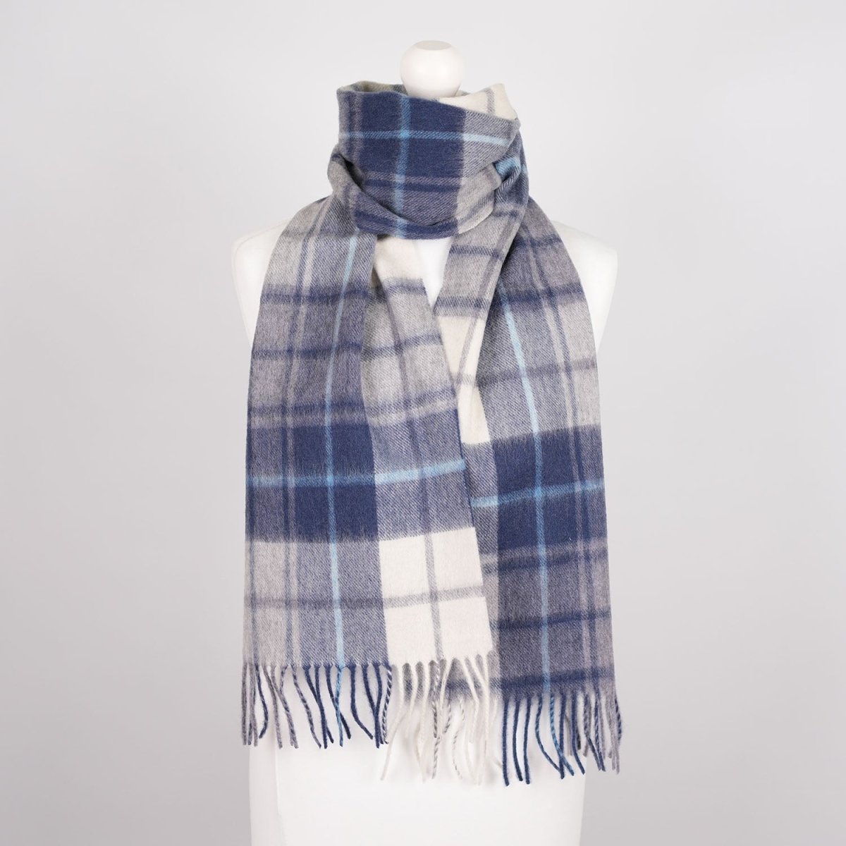 Edinburgh 100% Lambswool Scarf – Premium Soft Wool Wrap - Mill Check Navy - Heritage Of Scotland -