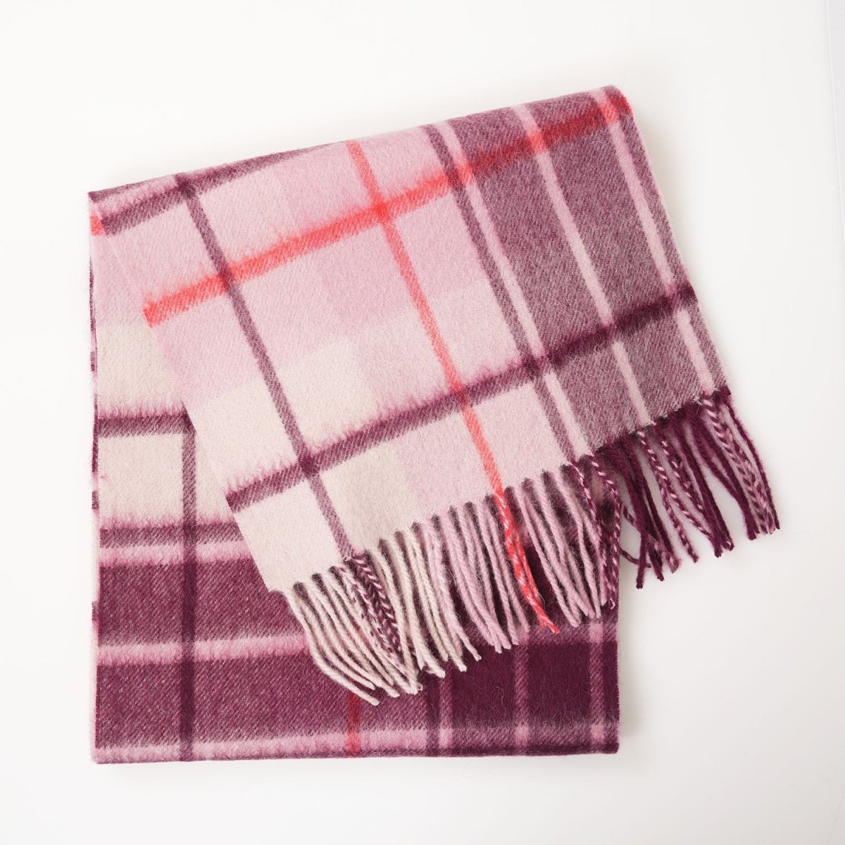 Edinburgh 100% Lambswool Scarf – Premium Soft Wool Wrap - Mill Check Pink - Heritage Of Scotland -