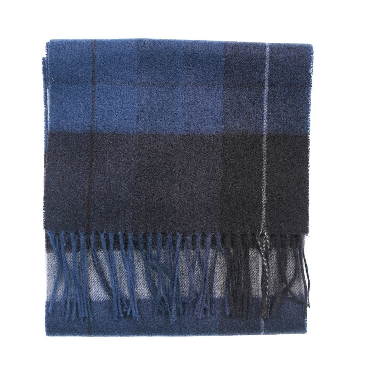 Edinburgh 100% Lambswool Scarf – Premium Soft Wool Wrap - Mixed Check - Blue - Heritage Of Scotland -