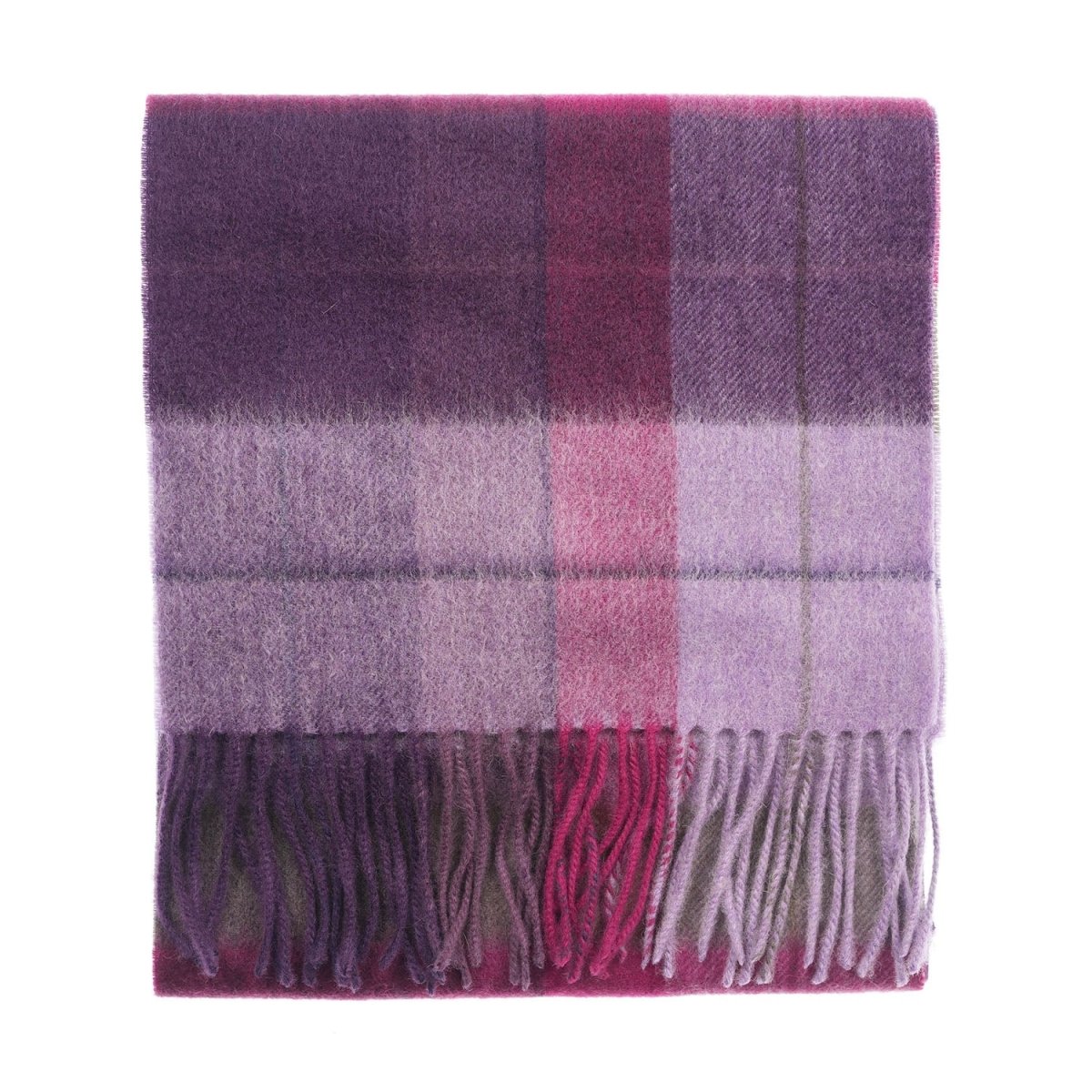 Edinburgh 100% Lambswool Scarf – Premium Soft Wool Wrap - Mixed Check - Heather/Pink - Heritage Of Scotland -