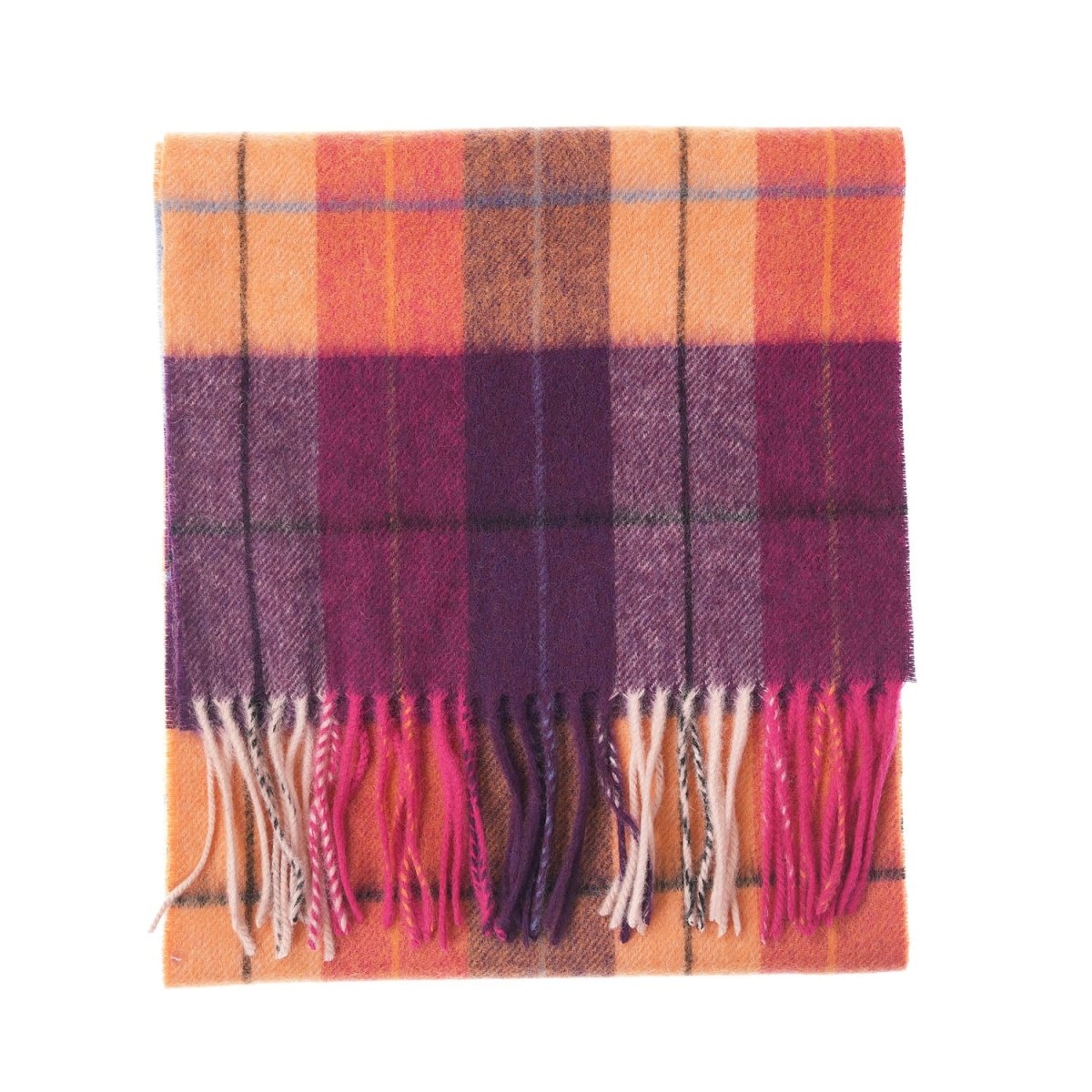 Edinburgh 100% Lambswool Scarf – Premium Soft Wool Wrap - Multi Windowpane - Ginger and Plum - Heritage Of Scotland -