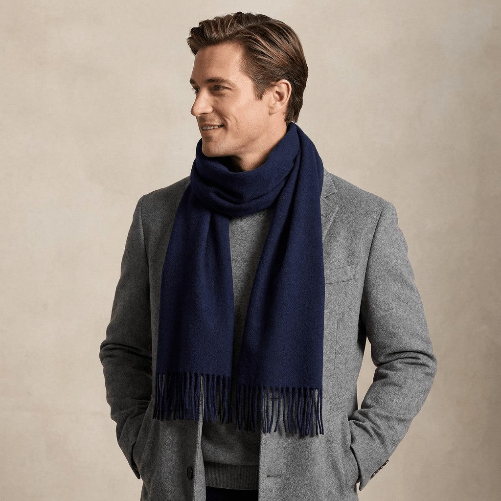 Edinburgh 100% Lambswool Scarf – Premium Soft Wool Wrap - Navy - Heritage Of Scotland -