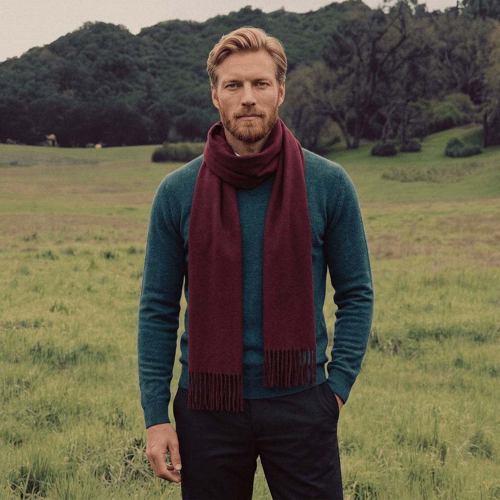 Edinburgh 100% Lambswool Scarf - Premium Soft Wool Wrap - Plain Maroon - Heritage Of Scotland -