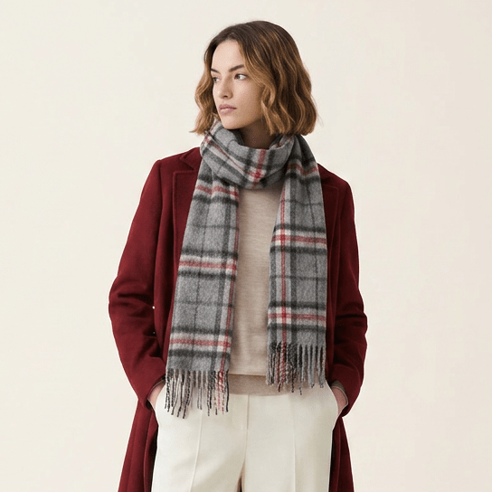 Edinburgh 100% Lambswool Scarf – Premium Soft Wool Wrap - Thomson Grey - Heritage Of Scotland -