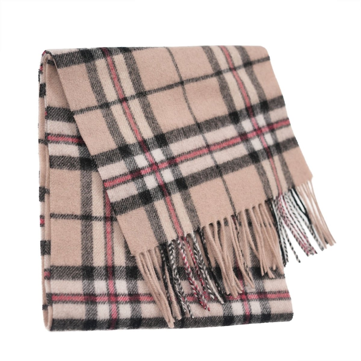 Edinburgh 100% Lambswool Scarf – Premium Soft Wool Wrap - Thomson Light Beige - Heritage Of Scotland -