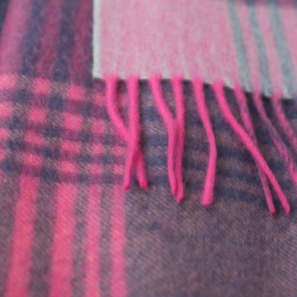 Edinburgh 100% Pure Cashmere Wide Scarf – Luxury Oversized Wrap - Broken Check - Orange - Pink - Denim - Heritage Of Scotland -