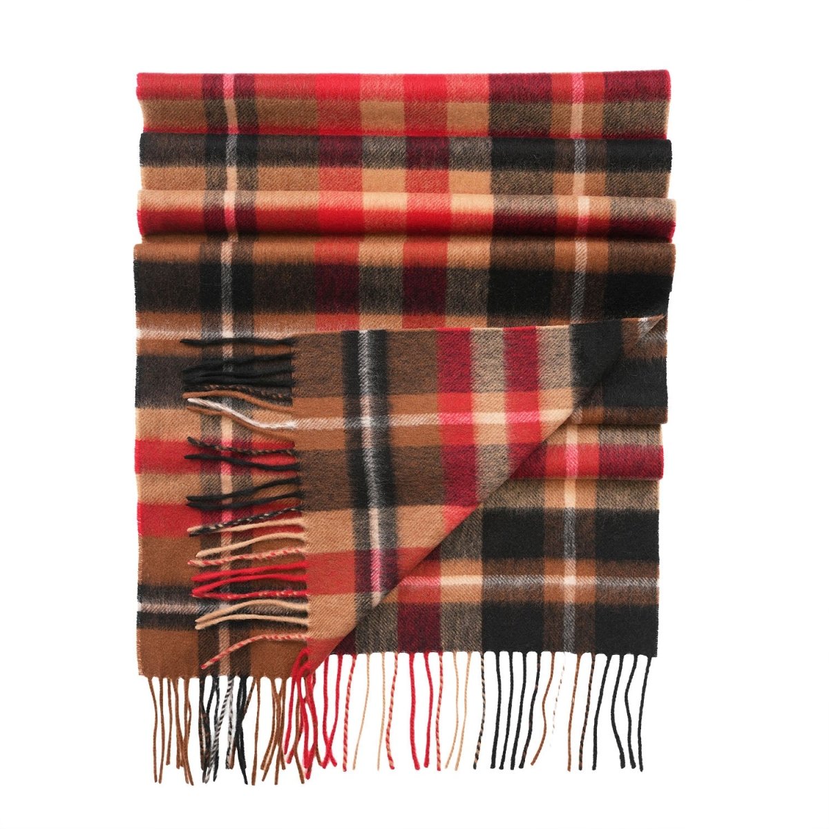 Edinburgh 100% Pure Cashmere Wide Scarf – Luxury Oversized Wrap - Vicuna, Camel and Bordeaux - Heritage Of Scotland -