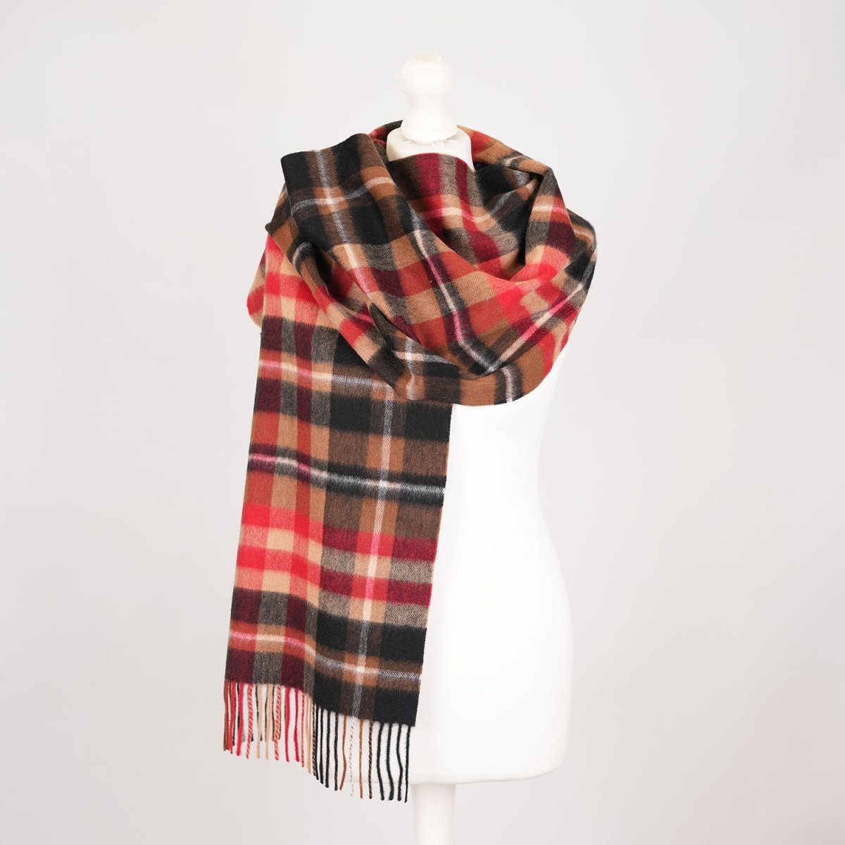Edinburgh 100% Pure Cashmere Wide Scarf – Luxury Oversized Wrap - Vicuna, Camel and Bordeaux - Heritage Of Scotland -