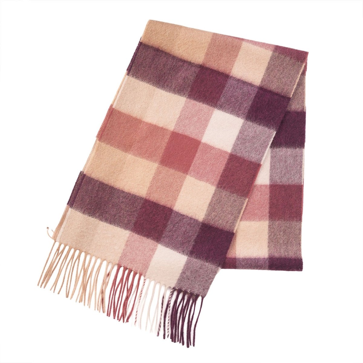 Edinburgh Cashmere Premium Lightweight Scarf - Soft Luxury Wrap - 5 Square Tartan - Burgundy - Heritage Of Scotland -